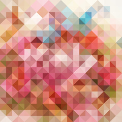 Soft polygonal mosaic blending pink, beige, and red hues.
