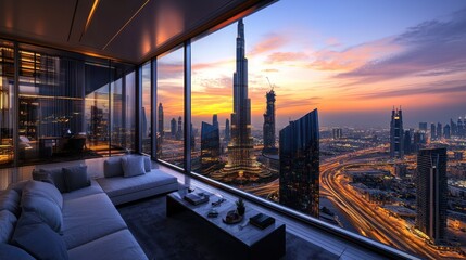 Luxury Penthouse Apartment with Breathtaking Dubai Skyline at Sunset