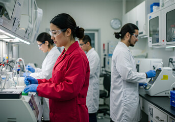 Team of Scientists Conducting Research in a Modern Laboratory