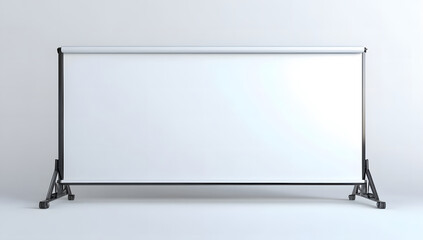 Mobile Presentation Screen Blank White Roll-Up Display on Stand