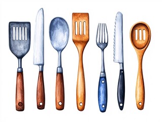 Watercolor Kitchen Utensils Collection