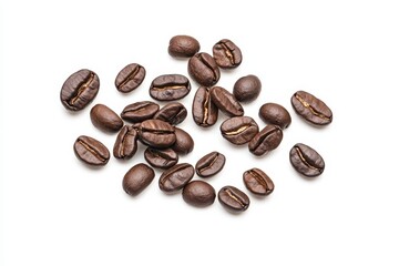 Dark Roasted Coffee Beans on White Background