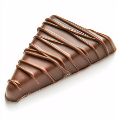 Obraz premium Triangular Chocolate Slice with Dark Drizzles Exquisite Dessert Sweet Indulgence Delectable Treat