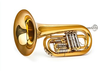 Golden Brass Flugelhorn on White Background