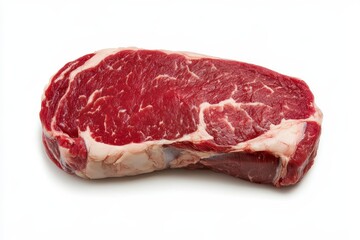 Obraz premium Raw Beef Steak on White Background Close Up Studio Shot