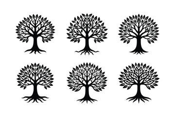 Naklejka premium black tree of life icon vector silhouette