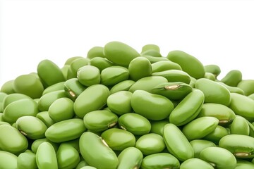 Green beans piled on a white surface showcasing their vibrant color and smooth texture in a fresh and healthy setting