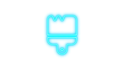 Neon brush icon cyan color glow with transparent background