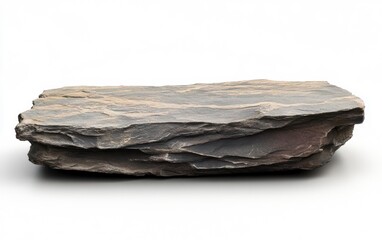 Flat Layered Stone Slab Isolated on White Background for Product Display