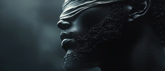 Blindfolded Man Profile Dark Setting