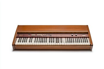 Vintage Wooden Keyboard on White Background