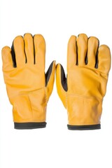 Obraz premium Yellow Leather Work Gloves with Black Accents on White Background