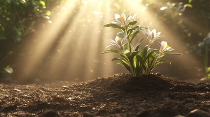 Spring Blossom Emerging from Soil.