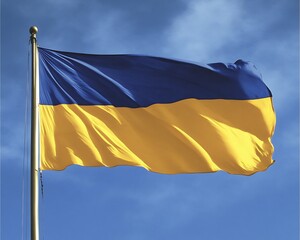 Ukrainian Flag Waving Proudly in the Sky. (1)