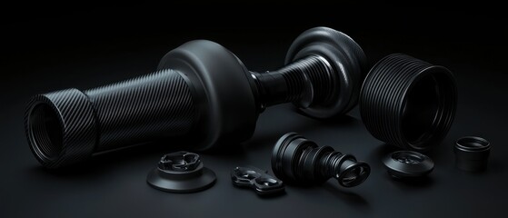 Dark Industrial Components on Dark Background