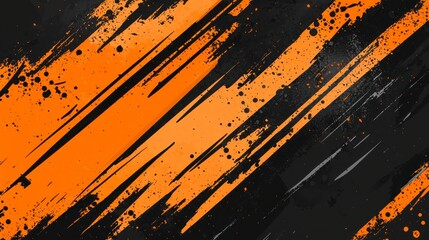 Orange and black brush stroke abstract