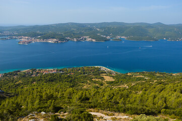 Fototapeta premium Pelješac peninsula and Korčula island coastlines divided by Pelješac channel