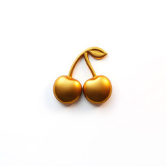 Cherry gold metal icon on white background. Generative AI