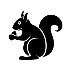 vector illustration of black squirrel icon in white backgrourd