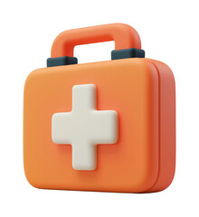 Obraz premium Orange medical kit bag with a white cross in the center PNG on Transparent Background