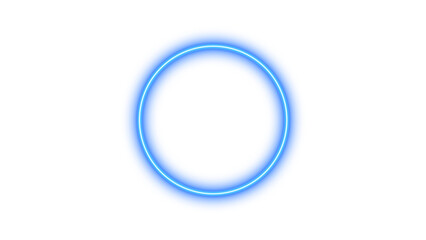 Fototapeta premium Neon symbol circle icon bule color glow with transparent background