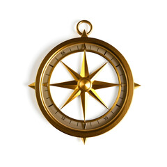 Compass gold metal icon on white background. Generative AI