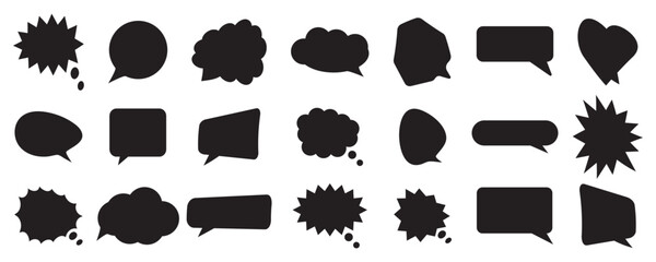 Black speech cloud, talk bubble icons for comics and design