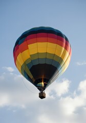 Naklejka premium Colorful hot air balloon soaring against a clear blue sky