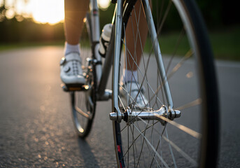 Naklejka premium Cyclist Riding Bike, Sport and Fitness, Road Cycling, Generative AI image