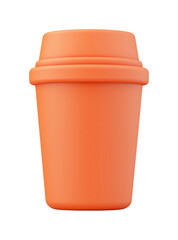 Vibrant orange takeout coffee cup with lid PNG on Transparent Background