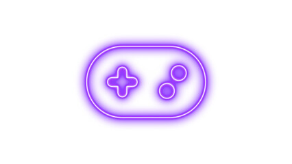 Neon symbol gamepad icon purple color glow with transparent background