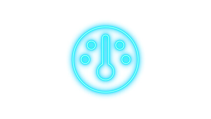 Neon symbol gauge icon cyan color glow with transparent background