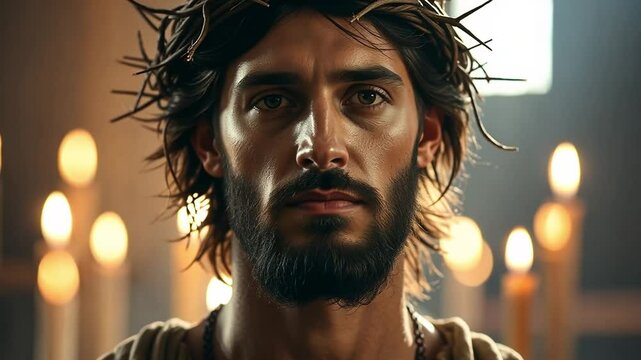 Jesus in a Crown of Thorns, Somber Mood, Reflecting on Suffering, 