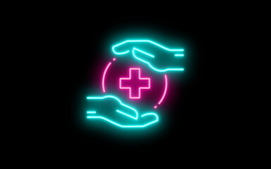 Neon Protection icon. Healthcare and medical