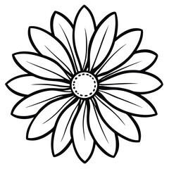 Black and white floral illustration with a white flower on a black background, featuring petals and natural design elements