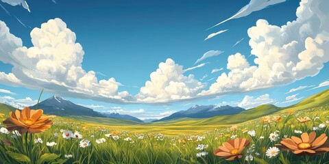 Grass field valley banner 