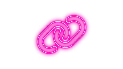 Neon symbol link icon pink color glow with transparent background