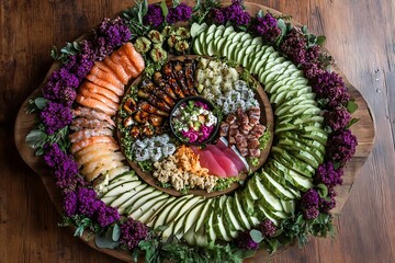 Sushi Platter for Wooden Board, Gourmet Feast.