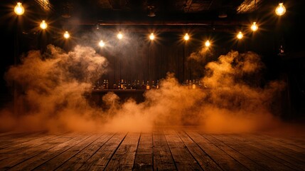 Gritty, realistic Western bar with swinging saloon doors, wooden floors covered in dust, whiskey bottles on the counter, dramatic lighting, moody