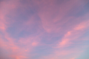 Beautiful Pink and Blue Sunset Sky with Soft Clouds