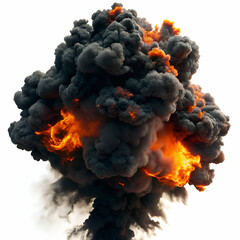 Fototapeta premium Fiery Explosion. A Dramatic Cloud of Smoke and Fire