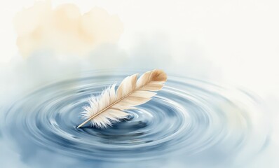 Delicate feather floating on water