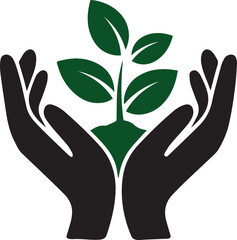 hands with plant ecology isolated icon vector illustration design  black and white