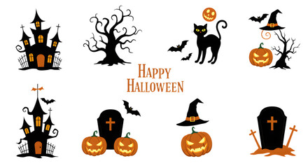 Fototapeta premium Halloween Haunted Castle Set