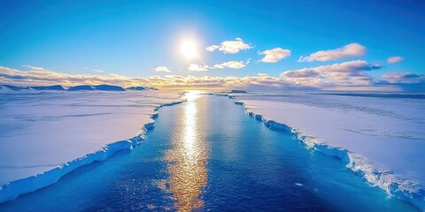 Frozen North Pole Coastline with Ice Formations and Arctic Waters Banner