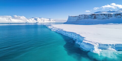 Frozen North Pole Coastline with Ice Formations and Arctic Waters Banner