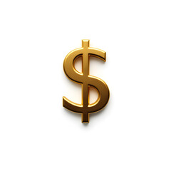 Obraz premium Dollar sign gold metal icon on white background. Generative AI