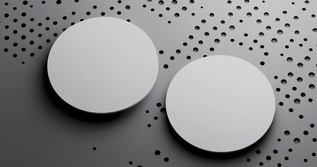 Minimalist Duo: Two pristine circular objects, artfully arranged on a textured gray surface, exemplify modern design with simplicity and elegance. The composition suggests a sense of balance.