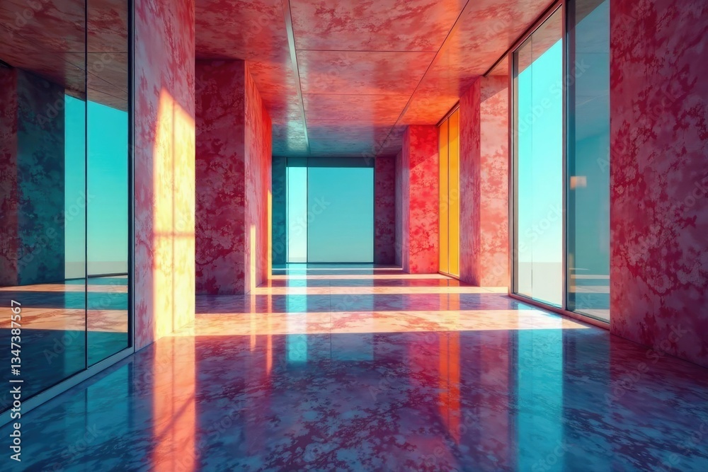 Canvas Prints empty space with distorted mirrors reflection, surrealism, glass