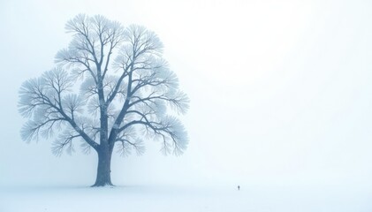 Fototapeta premium Frozen tree branches against a pure white backdrop with some fog, winter, isolated